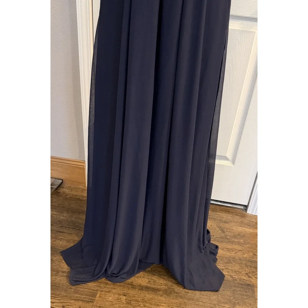 NWT Birdy Grey‎ Prom Bridesmaid Dress Maria Navy Blue MED Chiffon Formal Wedding